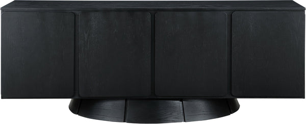 Meridian Furniture Bellona Art Deco Oak Veneer Buffet with Four Doors and Elevated Base for Dining Room Storage Black 77091Black