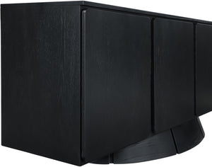 Meridian Furniture Bellona Art Deco Oak Veneer Buffet with Four Doors and Elevated Base for Dining Room Storage Black 77091Black