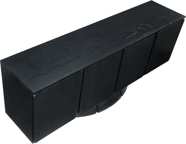 Meridian Furniture Bellona Art Deco Oak Veneer Buffet with Four Doors and Elevated Base for Dining Room Storage Black 77091Black