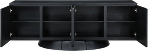 Meridian Furniture Bellona Art Deco Oak Veneer Buffet with Four Doors and Elevated Base for Dining Room Storage Black 77091Black