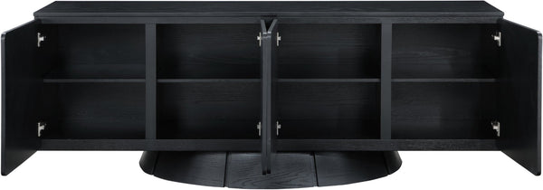 Meridian Furniture Bellona Art Deco Oak Veneer Buffet with Four Doors and Elevated Base for Dining Room Storage Black 77091Black