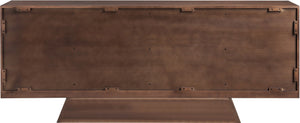 Meridian Furniture Bellona Art Deco Oak Veneer Buffet with Four Doors and Elevated Base for Dining Room Storage Brown 77091Brown