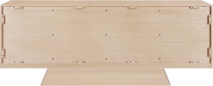 Meridian Furniture Bellona Art Deco Oak Veneer Buffet with Four Doors and Elevated Base for Dining Room Storage Natural 77091Natural