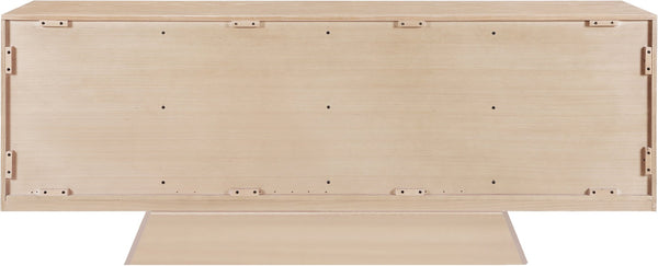 Meridian Furniture Bellona Art Deco Oak Veneer Buffet with Four Doors and Elevated Base for Dining Room Storage Natural 77091Natural