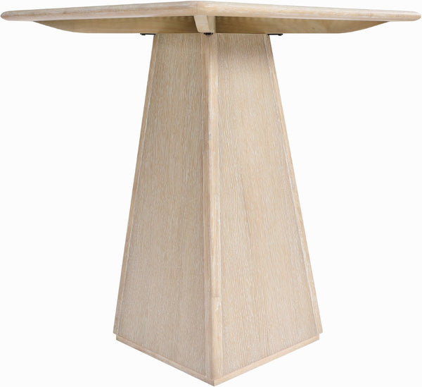Meridian Furniture Atrium Glass and Cane Top Solid Wood Bar Height Table with Art Deco Sculptural Bistro Base Natural 77092Natural-T