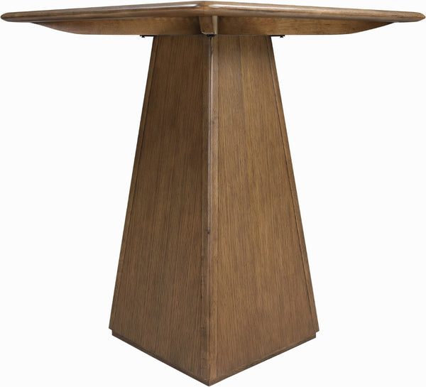 Meridian Furniture Atrium Glass and Cane Top Solid Wood Bar Height Table with Art Deco Sculptural Bistro Base Brown Walnut 77093Brown-T