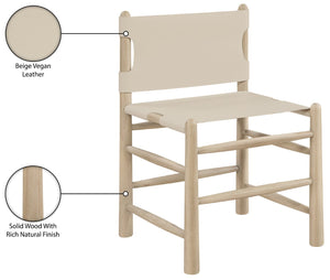 Meridian Furniture Santos Art Deco Vegan Leather Dining Chair with Solid Wood Frame for Elegant Rooms Beige 77094 77094Beige-C