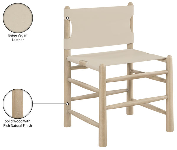 Meridian Furniture Santos Art Deco Vegan Leather Dining Chair with Solid Wood Frame for Elegant Rooms Beige 77094 77094Beige-C
