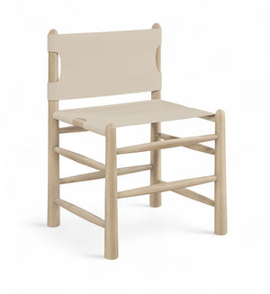 Meridian Furniture Santos Art Deco Vegan Leather Dining Chair with Solid Wood Frame for Elegant Rooms Beige 77094 77094Beige-C