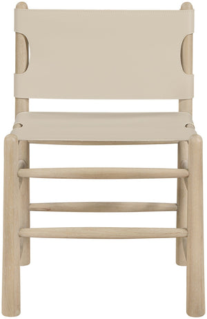 Meridian Furniture Santos Art Deco Vegan Leather Dining Chair with Solid Wood Frame for Elegant Rooms Beige 77094 77094Beige-C