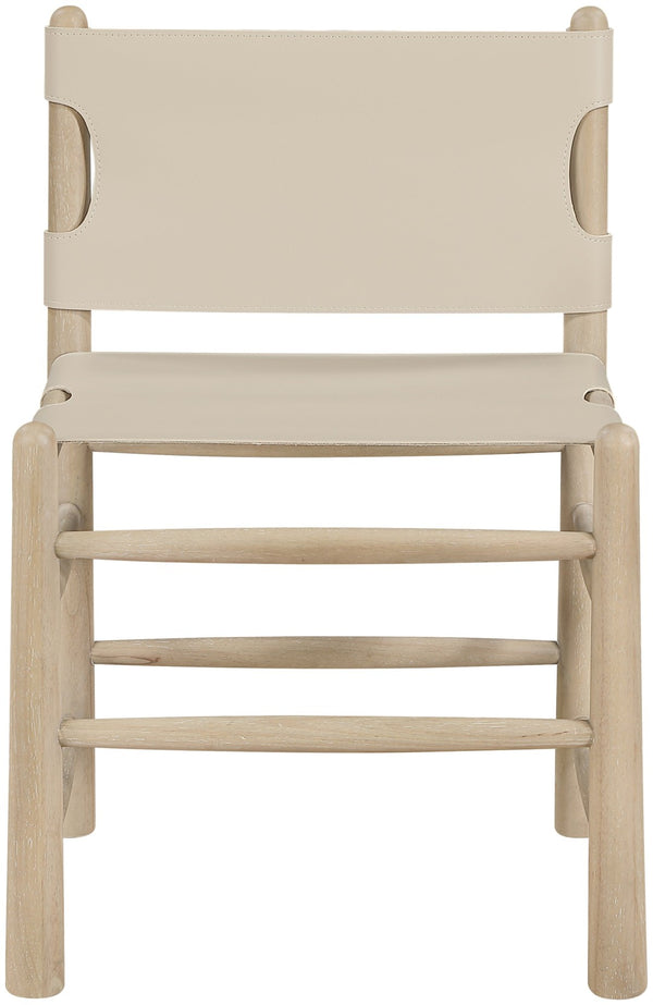 Meridian Furniture Santos Art Deco Vegan Leather Dining Chair with Solid Wood Frame for Elegant Rooms Beige 77094 77094Beige-C