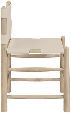 Meridian Furniture Santos Art Deco Vegan Leather Dining Chair with Solid Wood Frame for Elegant Rooms Beige 77094 77094Beige-C