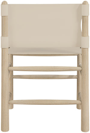 Meridian Furniture Santos Art Deco Vegan Leather Dining Chair with Solid Wood Frame for Elegant Rooms Beige 77094 77094Beige-C