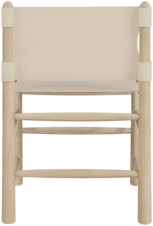 Meridian Furniture Santos Art Deco Vegan Leather Dining Chair with Solid Wood Frame for Elegant Rooms Beige 77094 77094Beige-C