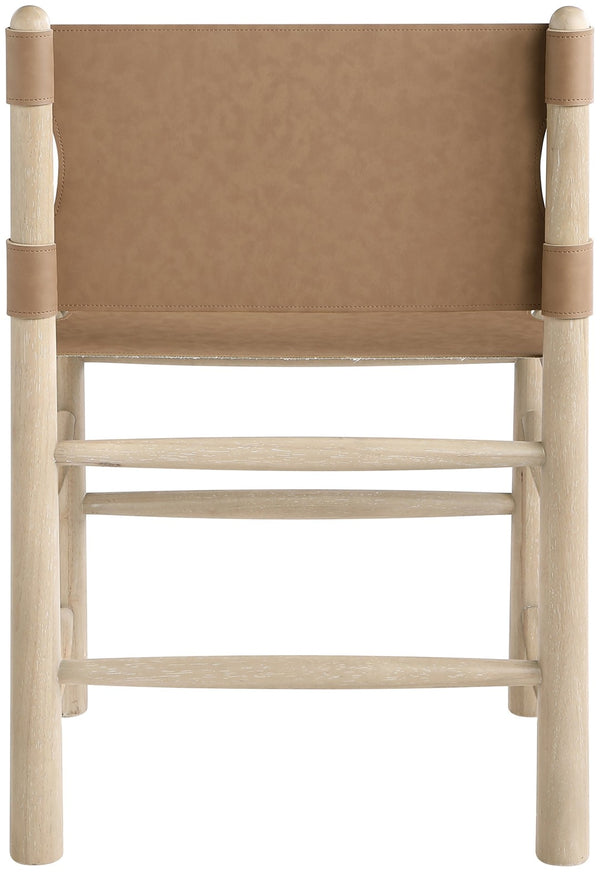 Meridian Furniture Santos Art Deco Vegan Leather Dining Chair with Solid Wood Frame for Elegant Rooms Brown 77094 77094Brown-C
