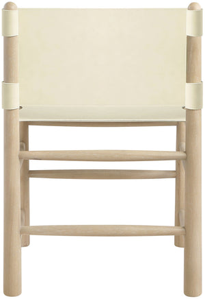 Meridian Furniture Santos Art Deco Vegan Leather Dining Chair with Solid Wood Frame for Elegant Rooms Cream 77094 77094Cream-C