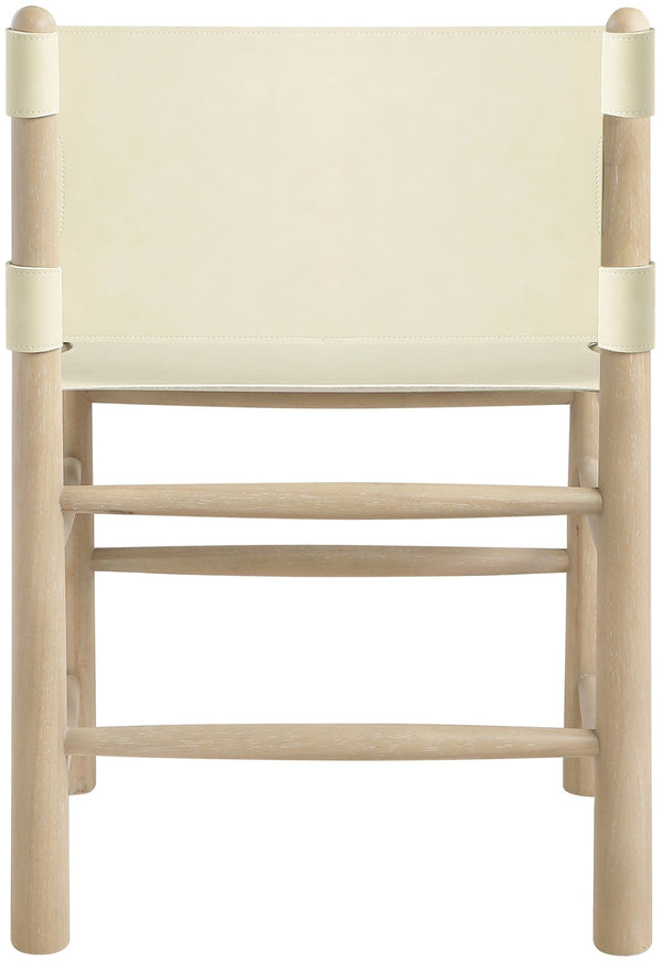 Meridian Furniture Santos Art Deco Vegan Leather Dining Chair with Solid Wood Frame for Elegant Rooms Cream 77094 77094Cream-C