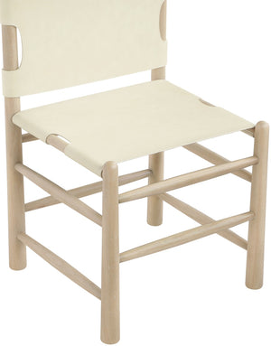 Meridian Furniture Santos Art Deco Vegan Leather Dining Chair with Solid Wood Frame for Elegant Rooms Cream 77094 77094Cream-C