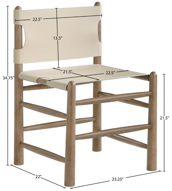 Meridian Furniture Santos Art Deco Vegan Leather Dining Chair with Solid Wood Frame for Elegant Rooms Beige 77095 77095Beige-C