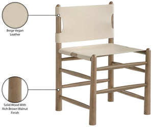 Meridian Furniture Santos Art Deco Vegan Leather Dining Chair with Solid Wood Frame for Elegant Rooms Beige 77095 77095Beige-C