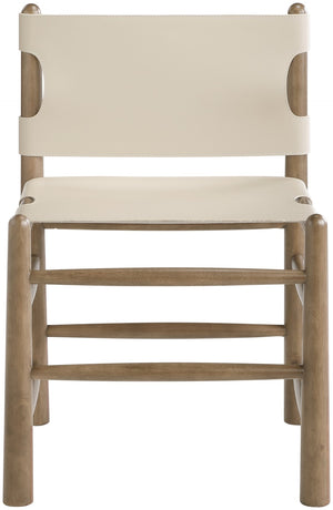 Meridian Furniture Santos Art Deco Vegan Leather Dining Chair with Solid Wood Frame for Elegant Rooms Beige 77095 77095Beige-C