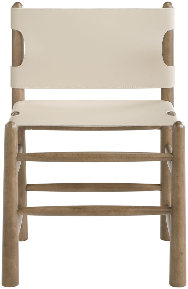 Meridian Furniture Santos Art Deco Vegan Leather Dining Chair with Solid Wood Frame for Elegant Rooms Beige 77095 77095Beige-C