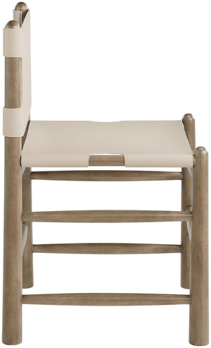 Meridian Furniture Santos Art Deco Vegan Leather Dining Chair with Solid Wood Frame for Elegant Rooms Beige 77095 77095Beige-C