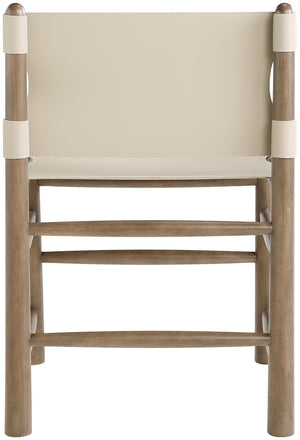 Meridian Furniture Santos Art Deco Vegan Leather Dining Chair with Solid Wood Frame for Elegant Rooms Beige 77095 77095Beige-C