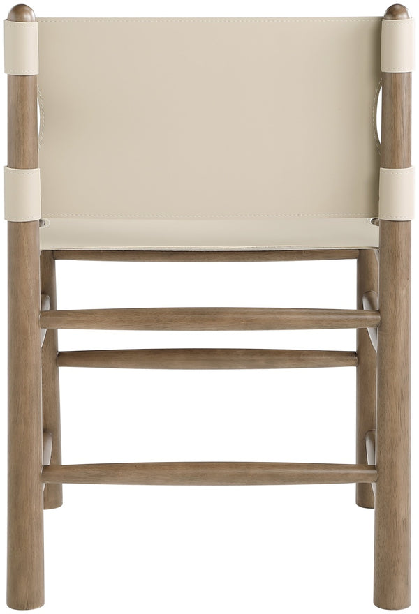 Meridian Furniture Santos Art Deco Vegan Leather Dining Chair with Solid Wood Frame for Elegant Rooms Beige 77095 77095Beige-C