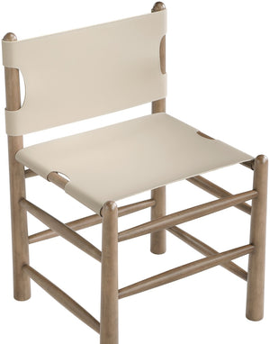 Meridian Furniture Santos Art Deco Vegan Leather Dining Chair with Solid Wood Frame for Elegant Rooms Beige 77095 77095Beige-C