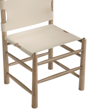 Meridian Furniture Santos Art Deco Vegan Leather Dining Chair with Solid Wood Frame for Elegant Rooms Beige 77095 77095Beige-C