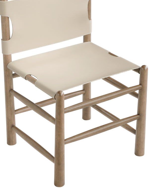 Meridian Furniture Santos Art Deco Vegan Leather Dining Chair with Solid Wood Frame for Elegant Rooms Beige 77095 77095Beige-C