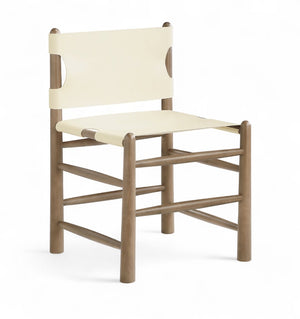 Meridian Furniture Santos Art Deco Vegan Leather Dining Chair with Solid Wood Frame for Elegant Rooms Cream 77095 77095Cream-C