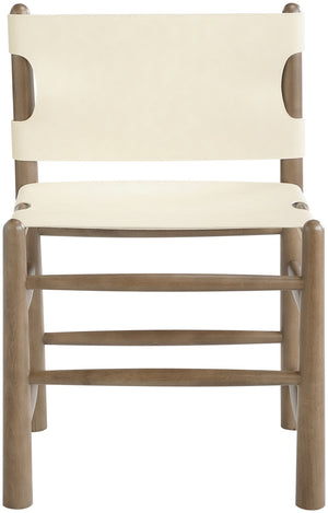 Meridian Furniture Santos Art Deco Vegan Leather Dining Chair with Solid Wood Frame for Elegant Rooms Cream 77095 77095Cream-C