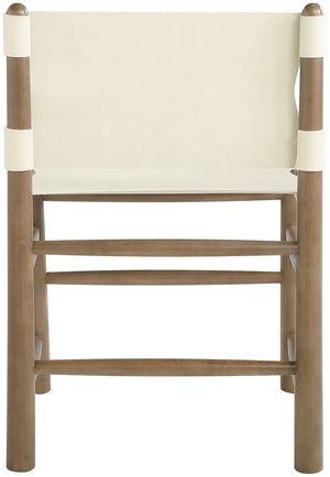 Meridian Furniture Santos Art Deco Vegan Leather Dining Chair with Solid Wood Frame for Elegant Rooms Cream 77095 77095Cream-C
