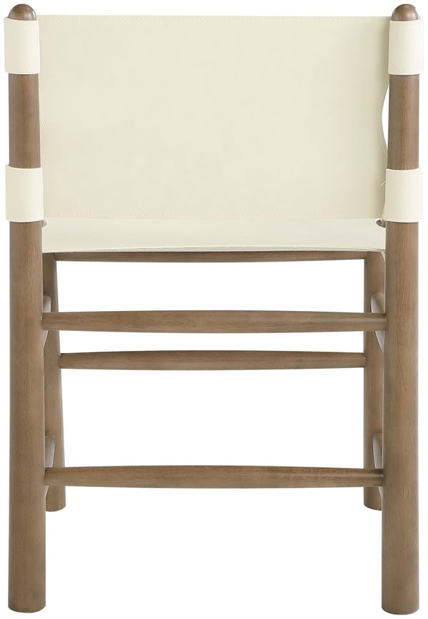 Meridian Furniture Santos Art Deco Vegan Leather Dining Chair with Solid Wood Frame for Elegant Rooms Cream 77095 77095Cream-C