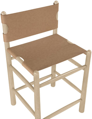 Meridian Furniture Santos Vegan Leather Counter Stool with Cerused Wood Frame for Kitchen Islands 77096Brown-C