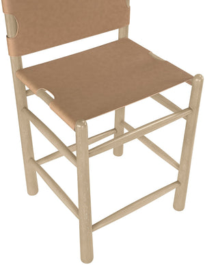 Meridian Furniture Santos Vegan Leather Counter Stool with Cerused Wood Frame for Kitchen Islands 77096Brown-C