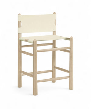 Meridian Furniture Santos Vegan Leather Counter Stool Art Deco Frame for Kitchen Islands 77096Cream-C