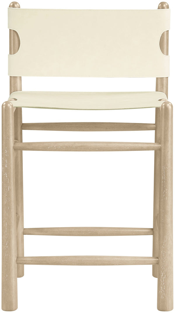 Meridian Furniture Santos Vegan Leather Counter Stool Art Deco Frame for Kitchen Islands 77096Cream-C