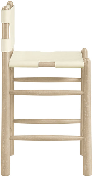 Meridian Furniture Santos Vegan Leather Counter Stool Art Deco Frame for Kitchen Islands 77096Cream-C