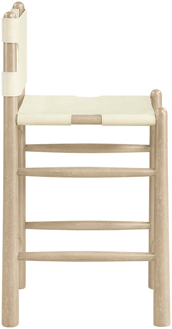 Meridian Furniture Santos Vegan Leather Counter Stool Art Deco Frame for Kitchen Islands 77096Cream-C