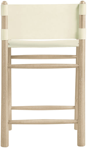 Meridian Furniture Santos Vegan Leather Counter Stool Art Deco Frame for Kitchen Islands 77096Cream-C