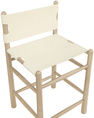 Meridian Furniture Santos Vegan Leather Counter Stool Art Deco Frame for Kitchen Islands 77096Cream-C