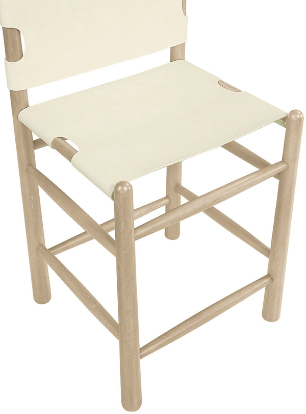 Meridian Furniture Santos Vegan Leather Counter Stool Art Deco Frame for Kitchen Islands 77096Cream-C