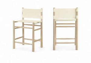 Meridian Furniture Santos Vegan Leather Counter Stool Art Deco Frame for Kitchen Islands 77096Cream-C