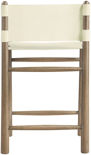 Meridian Furniture Santos Art Deco Vegan Leather Counter Stool with Walnut Frame for Kitchen Islands 77097Cream-C