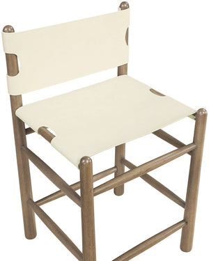Meridian Furniture Santos Art Deco Vegan Leather Counter Stool with Walnut Frame for Kitchen Islands 77097Cream-C