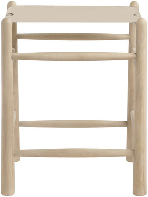 Meridian Furniture Santos Art Deco Counter Stool Vegan Leather Seat Cerused Wood Frame Kitchen Island 77098Beige-C