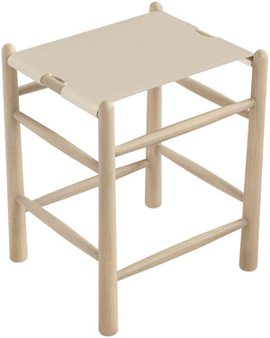 Meridian Furniture Santos Art Deco Counter Stool Vegan Leather Seat Cerused Wood Frame Kitchen Island 77098Beige-C